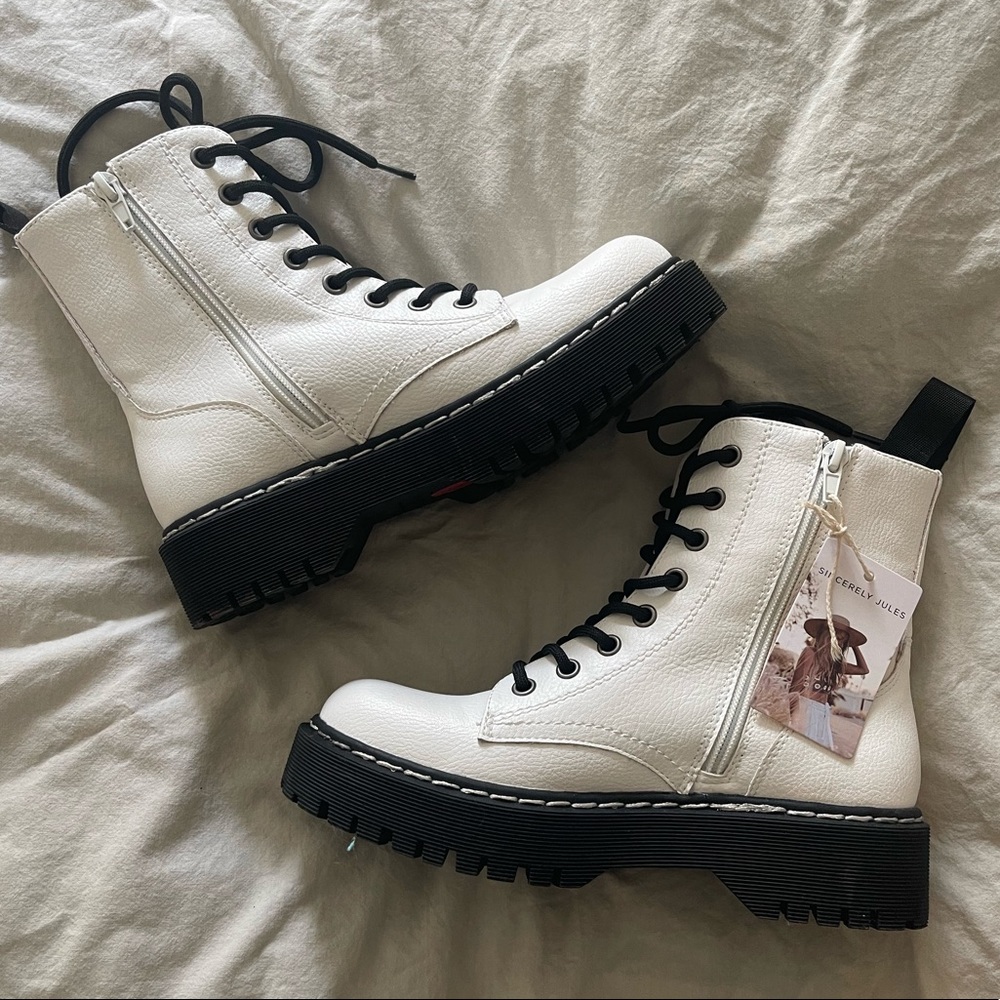 White combat boots